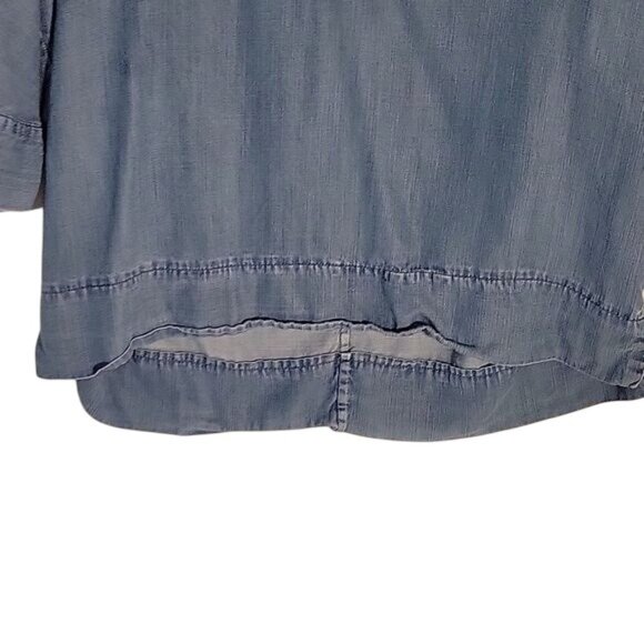 Calvin Klein Womens Light Blue Denim Tunic Top W/ V-Neck & 3/4 Sleeves Size S - Picture 4 of 5